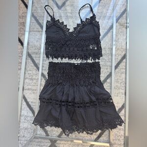 Skylar + Madison Black Crochet Skirt Set